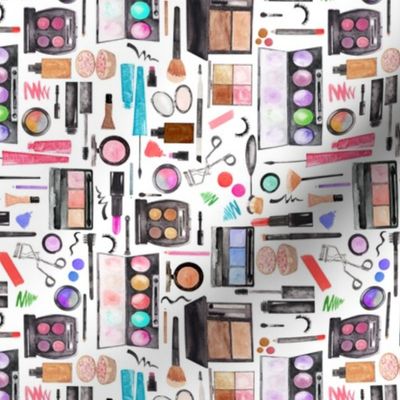 small watercolor makeup beauty products rotated