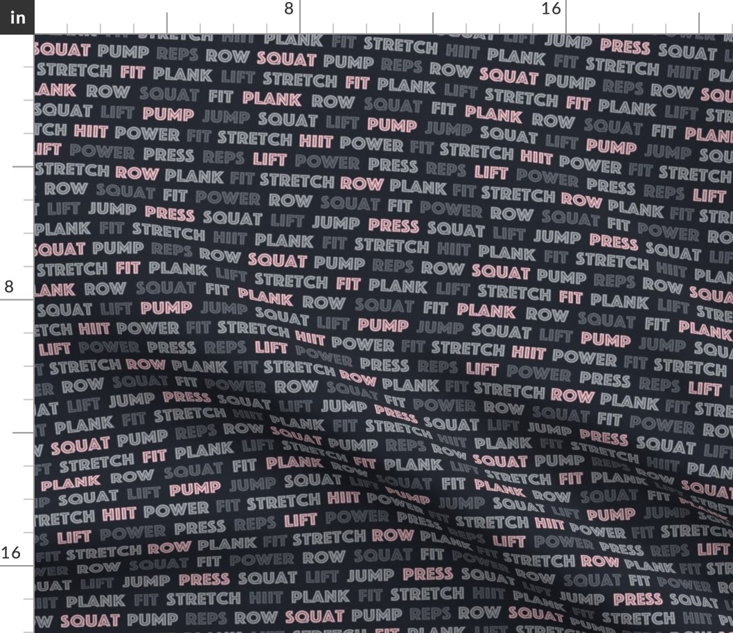 Gym Words on Dark Gray (Half Size)