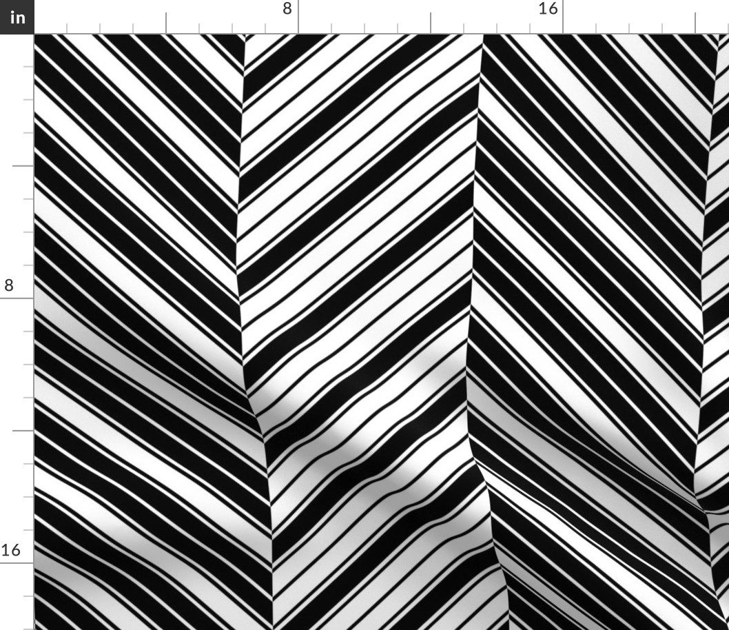 Black and White French Chevron Stripe Pattern