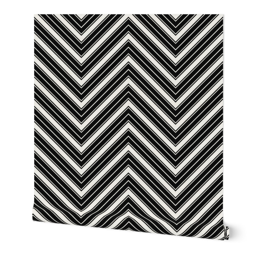 Large Black and White French Chevron Stripe Pattern