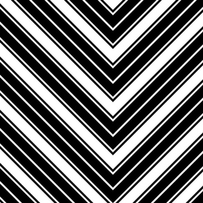 Large Black and White French Chevron Stripe Pattern