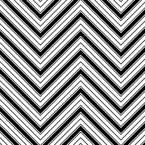 Large White and Black French Chevron Stripe Pattern