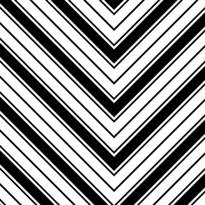 Large White and Black French Chevron Stripe Pattern