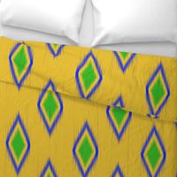 Ikat in Bright Yellow, Lilac and Hot Pink Geometric Shapes