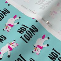 Not today - Unicorn fabric - splooting unicorns - black on blue - LAD21