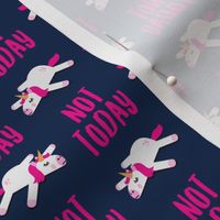 Not today - Unicorn fabric - splooting unicorns - pink/navy - LAD21