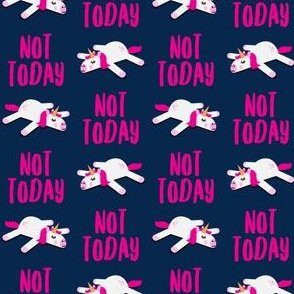 Not today - Unicorn fabric - splooting unicorns - pink/navy - LAD21