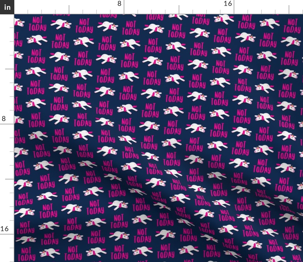 Not today - Unicorn fabric - splooting unicorns - pink/navy - LAD21