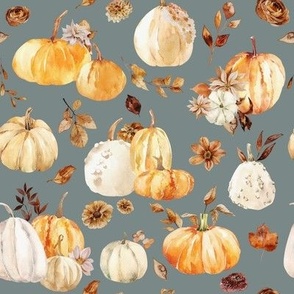 Fall Pumpkin Vintage Florals / Juniper