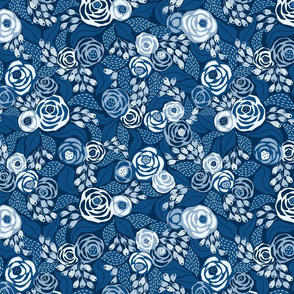 classic blue papercut roses/small