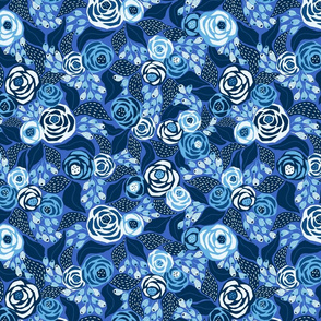 bright blue papercut roses/small