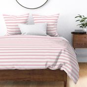Large Pink Blush Awning Stripe Pattern Horizontal in White