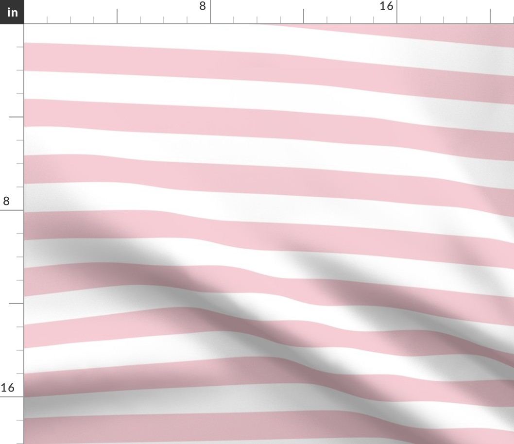 Large Pink Blush Awning Stripe Pattern Horizontal in White