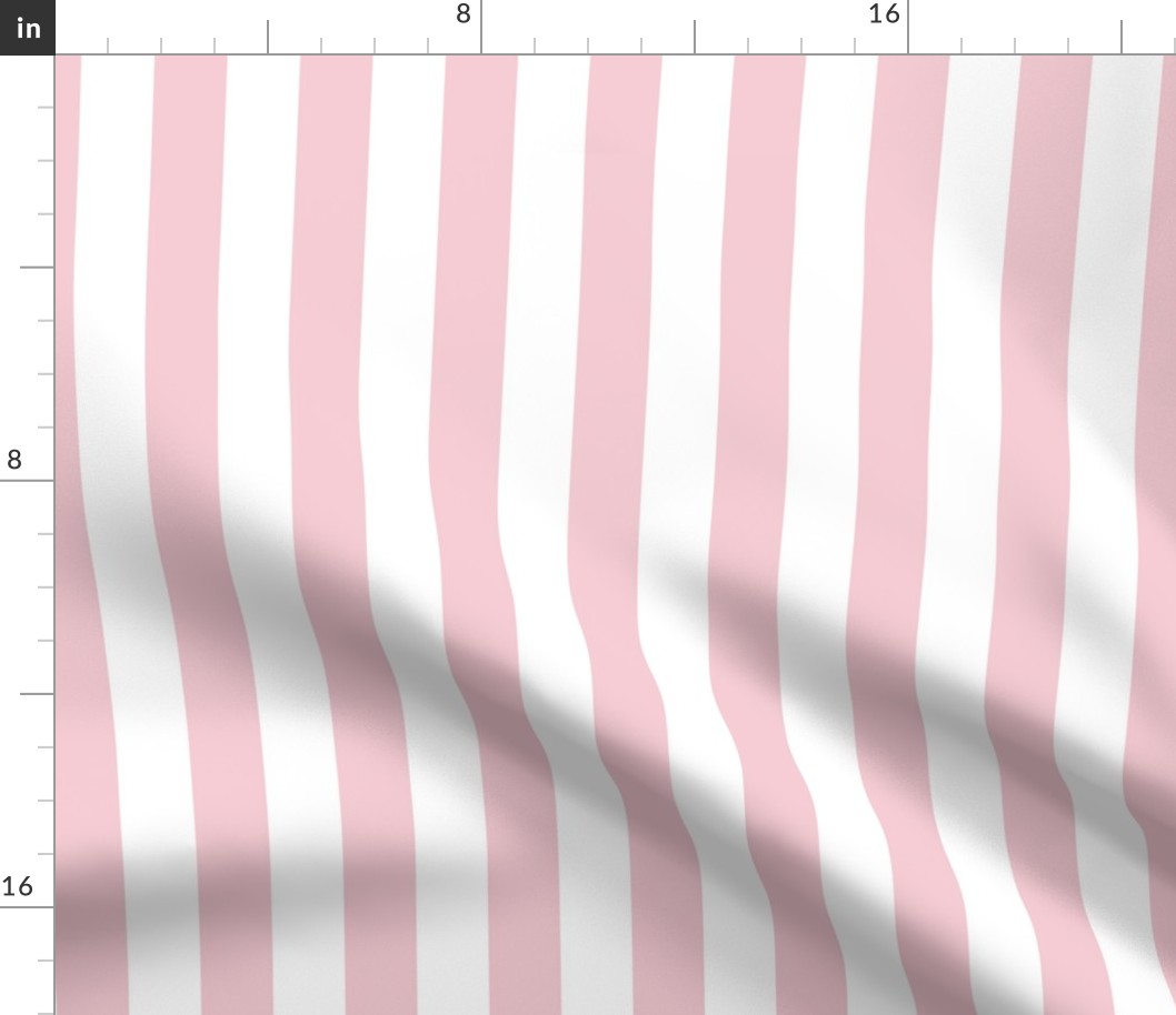Large Pink Blush Awning Stripe Pattern Vertical in White