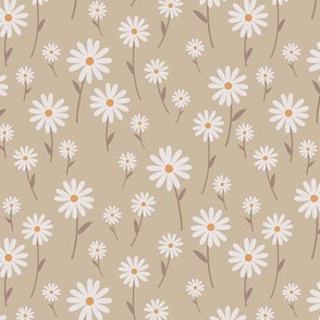 Sweet summer day boho daisies and blossom garden little branches nursery mist green beige white