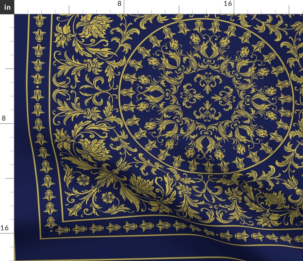 Victorian scarf navy gold