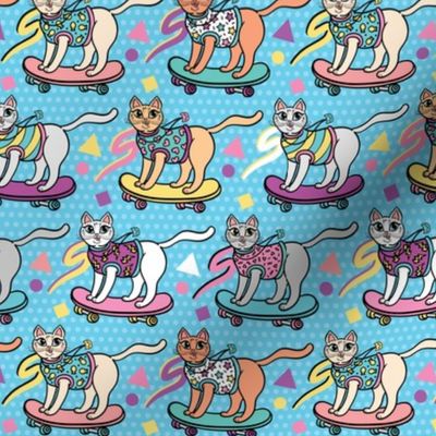 80's Skater Cats in Turquoise