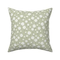 Sweet summer day boho daisies and blossom garden little branches nursery mint olive green white gray