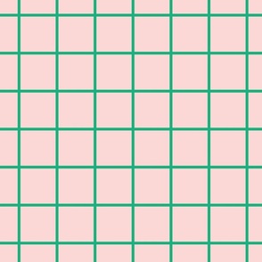 Green grid on rosa, colorful, bold, playful, happy
