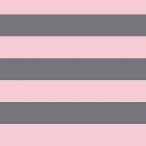 Large Pink Blush Awning Stripe Pattern Horizontal in Mouse Grey