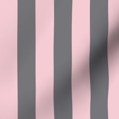 Large Pink Blush Awning Stripe Pattern Vertical in Mouse Grey