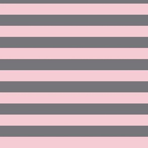 Pink Blush Awning Stripe Pattern Horizontal in Mouse Grey