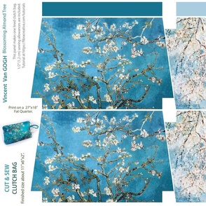 Van Gogh Cut and Sew clutch bag // Blossoming Almond tree and pear tree
