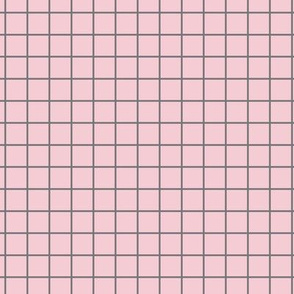 Grid Pattern - Pink Blush and Mouse Grey