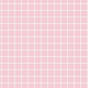 Grid Pattern - Pink Blush and White