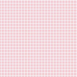Small Grid Pattern - Pink Blush and White