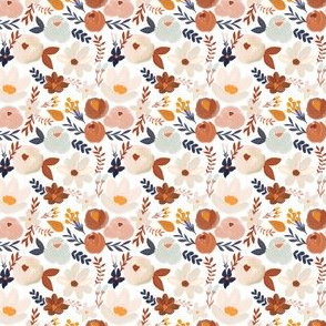 earth tone florals on white - extra small 