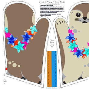 Fat Quarter Hawaiian Monk Seal with Lei Oven Mitt - Cut and Sew by kedoki