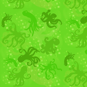 textile-Chartruese Bubbly Octopi