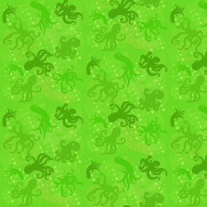 textile-Chartruese Bubbly Octopi