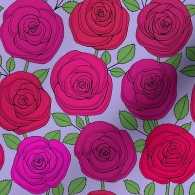 rose red roses line floral on lavender