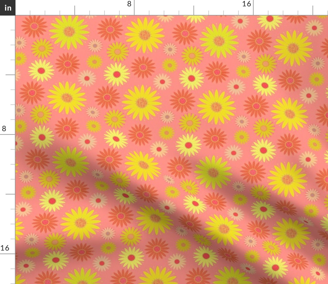 Groovy Sunflowers, Coral