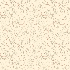 Watercolor sketch beige pattern with coffee beans