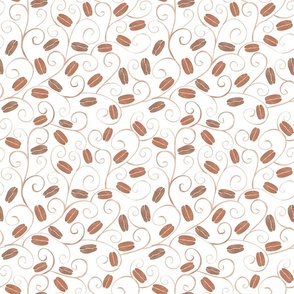 Watercolor sketch pattern with coffee beans