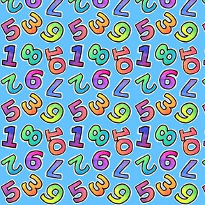 Watercolour Numbers - on blue