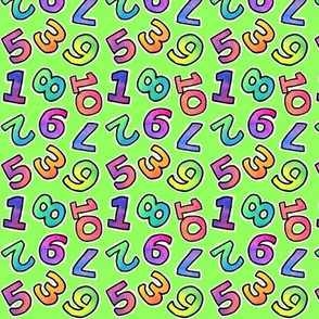Watercolour Numbers - on green