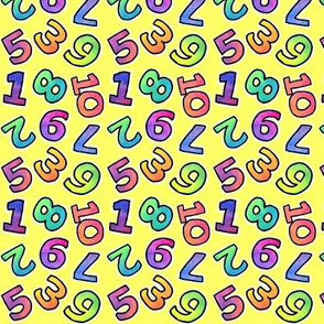 Watercolour Numbers - on yellow