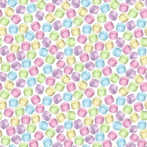 Watercolor pattern with multicolor marshmallow