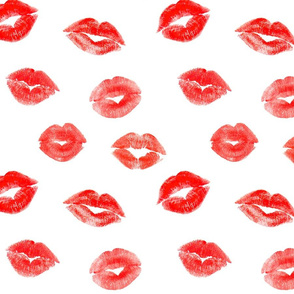 Romantic pattern with kisses red lips , roses and hearts