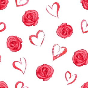 Romantic pattern with roses and hearts