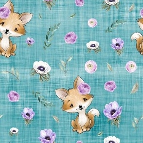 purple fox teal linen
