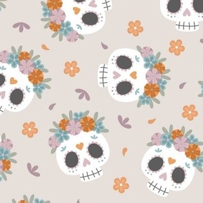(M Scale) Dia de los Muertos | Mexican Day of the Dead | Boho Pattern on beige