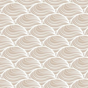 Marble Scallop in White on Soothing Taupe