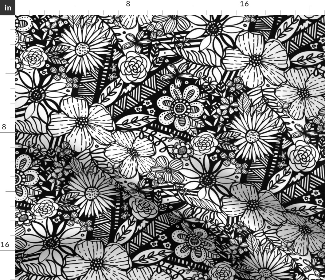 Floral Frenzy (Black and White)
