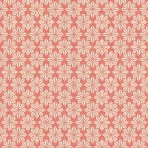 Geometric Floral in Blush Pink on Coral - Small