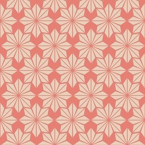 Geometric Floral in Blush Pink on Coral - Medium